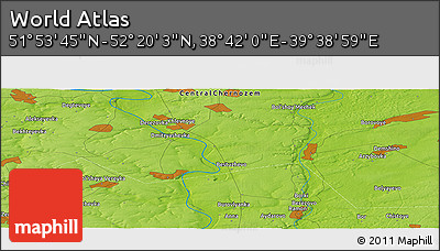 Physical Panoramic Map of the Area around 52° 6' 54" N, 39° 10' 29" E