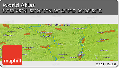 Physical Panoramic Map of the Area around 52° 6' 54" N, 39° 10' 29" E