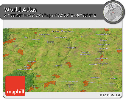 Satellite 3D Map of the Area around 52° 6' 54" N, 40° 1' 29" E