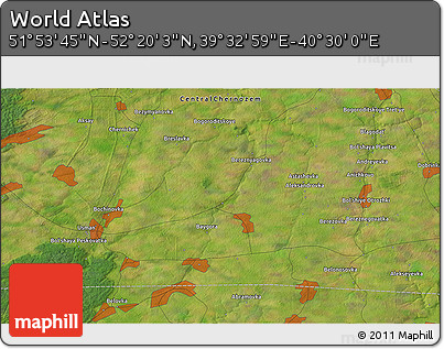 Satellite 3D Map of the Area around 52° 6' 54" N, 40° 1' 29" E