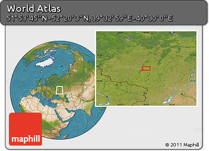 Satellite Location Map of the Area around 52° 6' 54" N, 40° 1' 29" E