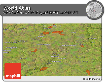 Satellite 3D Map of the Area around 52° 6' 54" N, 41° 43' 30" E