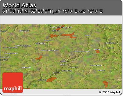 Satellite 3D Map of the Area around 52° 6' 54" N, 41° 43' 30" E