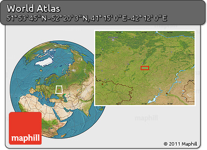 Satellite Location Map of the Area around 52° 6' 54" N, 41° 43' 30" E