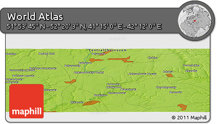Physical Panoramic Map of the Area around 52° 6' 54" N, 41° 43' 30" E