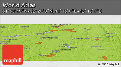 Physical Panoramic Map of the Area around 52° 6' 54" N, 41° 43' 30" E