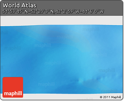 Shaded Relief 3D Map of the Area around 52° 6' 54" N, 41° 34' 30" W