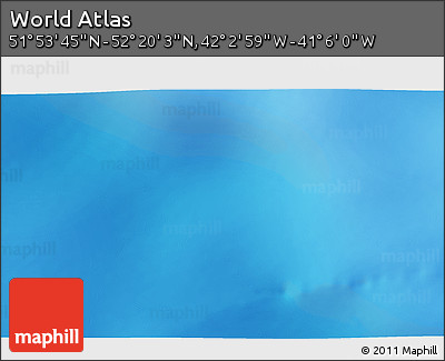 Shaded Relief 3D Map of the Area around 52° 6' 54" N, 41° 34' 30" W