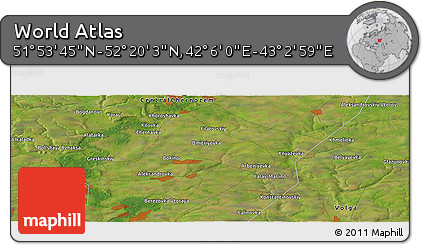 Satellite Panoramic Map of the Area around 52° 6' 54" N, 42° 34' 30" E