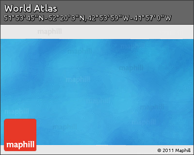 Physical 3D Map of the Area around 52° 6' 54" N, 42° 25' 29" W