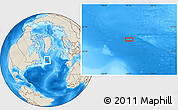 Shaded Relief Location Map of the area around 52° 6' 54" N, 43° 16' 29" W