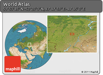 Satellite Location Map of the Area around 52° 6' 54" N, 44° 16' 29" E