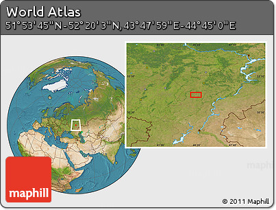 Satellite Location Map of the Area around 52° 6' 54" N, 44° 16' 29" E