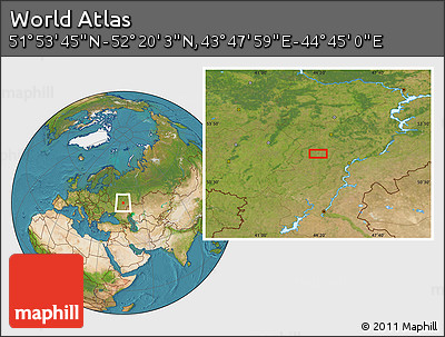 Satellite Location Map of the Area around 52° 6' 54" N, 44° 16' 29" E
