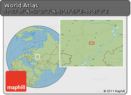 Savanna Style Location Map of the Area around 52° 6' 54" N, 44° 16' 29" E