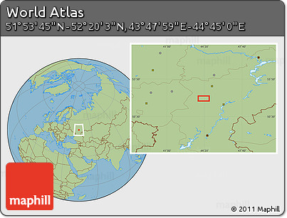Savanna Style Location Map of the Area around 52° 6' 54" N, 44° 16' 29" E