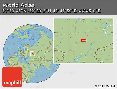 Savanna Style Location Map of the Area around 52° 6' 54" N, 44° 16' 29" E