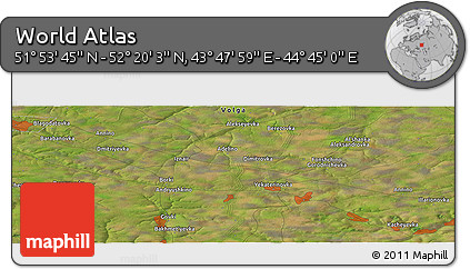 Satellite Panoramic Map of the Area around 52° 6' 54" N, 44° 16' 29" E
