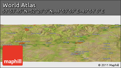 Satellite Panoramic Map of the Area around 52° 6' 54" N, 49° 22' 30" E