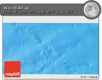 Shaded Relief 3D Map of the Area around 52° 6' 54" N, 49° 13' 30" W