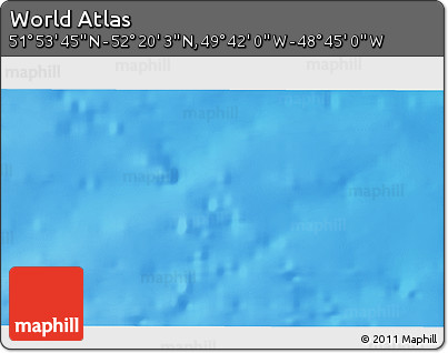 Shaded Relief 3D Map of the Area around 52° 6' 54" N, 49° 13' 30" W