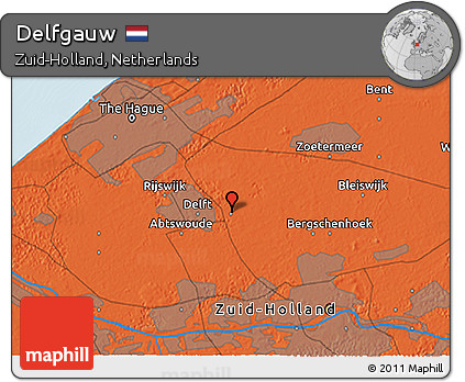 Political 3D Map of Delfgauw