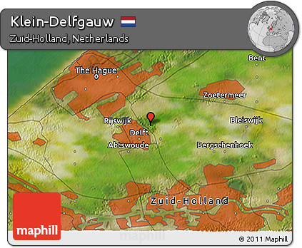Satellite 3D Map of Klein-Delfgauw