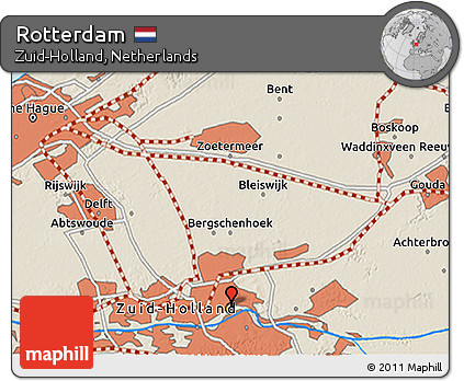 Shaded Relief 3D Map of Rotterdam