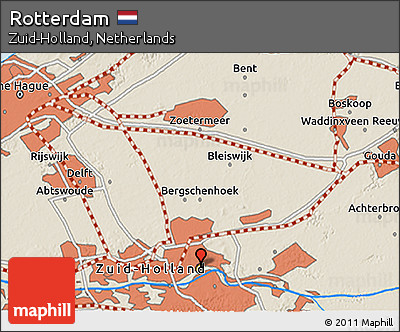 Shaded Relief 3D Map of Rotterdam