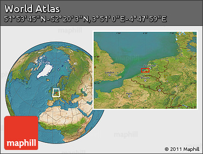 Satellite Location Map of the Area around 52° 6' 54" N, 4° 19' 30" E