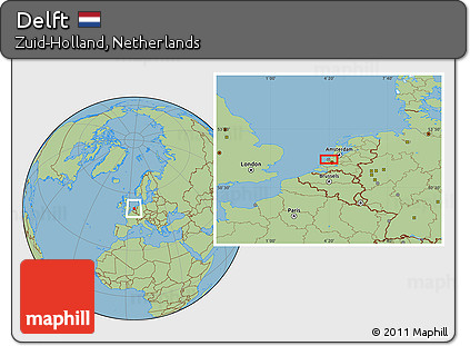 Savanna Style Location Map of Delft
