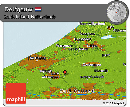 Physical Panoramic Map of Delfgauw