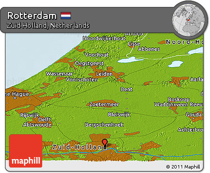 Physical Panoramic Map of Rotterdam