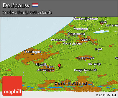Physical Panoramic Map of Delfgauw