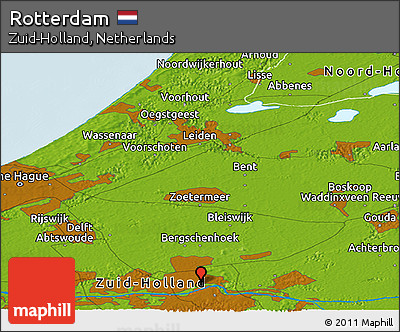 Physical Panoramic Map of Rotterdam