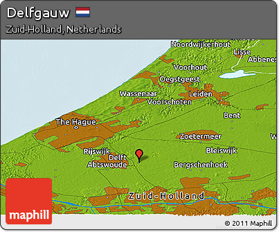 Physical Panoramic Map of Delfgauw