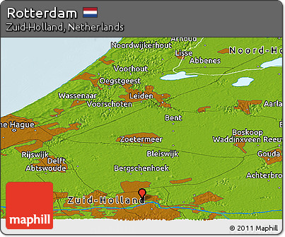 Physical Panoramic Map of Rotterdam