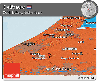 Political Panoramic Map of Delfgauw