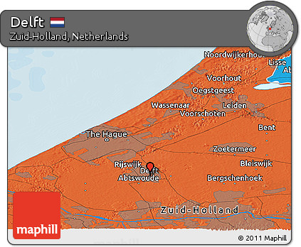 Political Panoramic Map of Delft