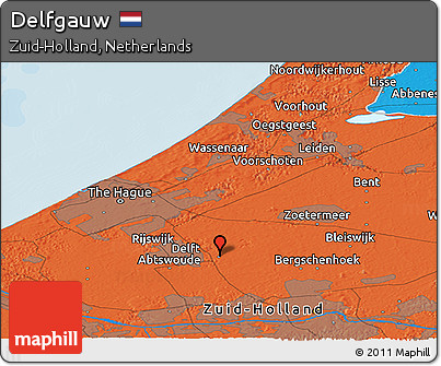 Political Panoramic Map of Delfgauw