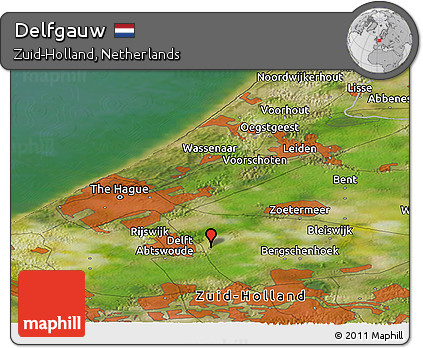 Satellite Panoramic Map of Delfgauw