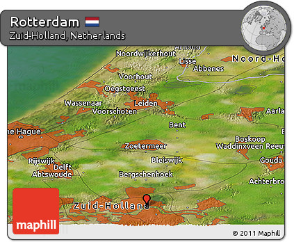 Satellite Panoramic Map of Rotterdam