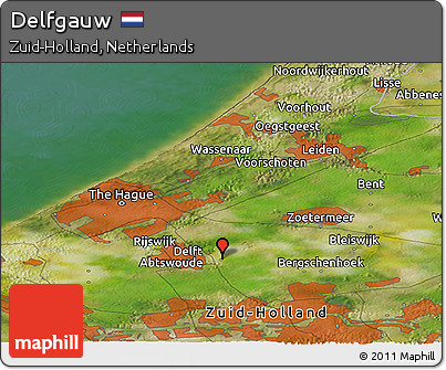 Satellite Panoramic Map of Delfgauw