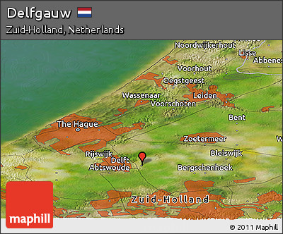 Satellite Panoramic Map of Delfgauw