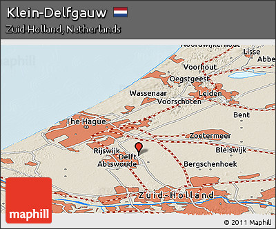 Shaded Relief Panoramic Map of Klein-Delfgauw