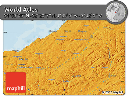 Political Map of the Area around 52° 6' 54" N, 4° 10' 30" W