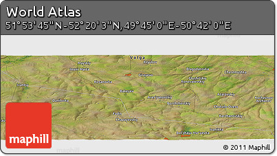 Satellite Panoramic Map of the Area around 52° 6' 54" N, 50° 13' 30" E