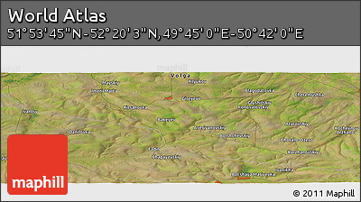 Satellite Panoramic Map of the Area around 52° 6' 54" N, 50° 13' 30" E