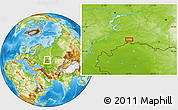 Physical Location Map of the area around 52° 6' 54" N, 51° 4' 30" E
