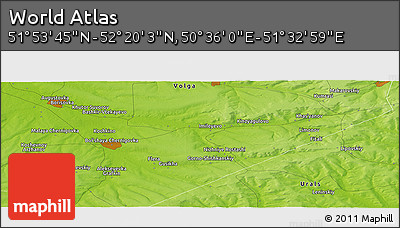 Physical Panoramic Map of the Area around 52° 6' 54" N, 51° 4' 30" E